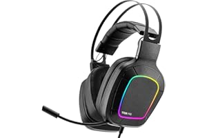 NITHO Titan Pro Casque Gaming pour PC/PS4/PS5, avec Microphone Amovible, Son Surround 7.1, Transducteurs 50mm, Lumière Multi-Effet RVB - Noir