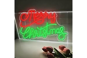 NEONAWALL Merry Christmas Neon Sign Merry Xmas Neon Sign Neon Lights Signs LED Dimmable Light Up Sign with USB Powered Neon Signs For Wall Xmas Party Bar Home Decor Family Kids Living Room 16.53”X10.62”