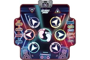 SUPPOU JoltJive Tapis de danse,cadeau de tapis de danse lumineux pour filles garçons,âge 3 4 5 6 7 8 9 10+ ans,tapis de danse avec lumières LED, 4 modes de jeu,5 niveaux de difficulté,anniversaire de noël