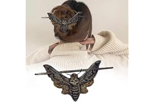 CaCaCook Skull Hair Pin Stick Slide with Stick Retro Head Bone Death Moth Hair Clip Sticks Hairpin for Long Hair,Hair Fork Tortoise Shell Bun Cover Holder for Women Girls Hair Accessories, Decor
