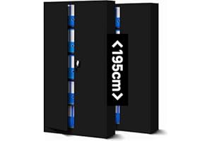 ‎JAN NOWAK Jan Nowak 2er Set Aktenschrank C001H Büroschrank Metallschrank Werkzeugschrank 4 Einlegeböden Drehgriff Pulverbeschichtung Flügeltürschrank Abschließbar 195 cm x 90 cm x 40 cm (Schwarz)