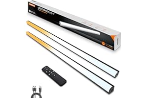 MEKKLEON Lampada da incasso a LED da cucina con telecomando, 2 luci magnetiche dimmerabili, luce ricaricabile, per armadio (nero, 60 cm)