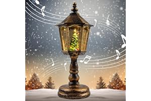 SZHHRXI Weihnachts Schneelaterne mit Musik, Schneekugel Laterne Weihnachtskerze, Vintage Weihnachten Wasser Glitzernde Verschneiter Globus Nachtlicht, LED Schneekugel Weihnachtslaterne Dekoration (Bronze)