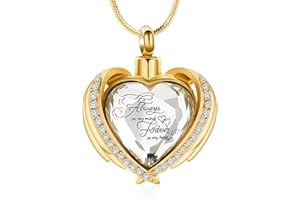 Minicremation Biżuteria kremacyjna na prochy wisiorek - kryształowy naszyjnik z urną w kształcie serca z mini pamiątką urną pamiątkową popiołem biżuteria, Jeden rozmiar, Stal nierdzewna Cyrkonia