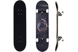 ERNAN Skateboard Completo per Principianti. Skateboard completo professionale da 31 * 8 pollici. Double Kick Deck Concavo con 7 strati per adulto, ragazzi, ragazze.