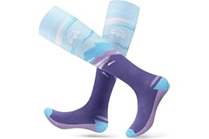 ‎OUTDOORMASTER OutdoorMaster 2 Paar Skisocken für Damen, Winter Snowboarding Atmungsaktive Thermische Socken für Outdoor-Sportarten mit Über die Wade Design/Anti-Rutsch-Bündchen