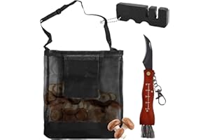 GOMETY Sac en Maille Noir pour Champignons - Ceinture de Recherche avec Couteau, Bushcraft, Petit Voyage Empilable, Rangement pour Le Camping