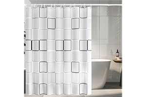 LOBVABA Cortina de baño impermeable – 180 x 200 cm, con 12 ganchos, lavable, para bañera y cuarto de baño