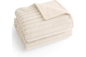 Bedsure Waterproof Dog Blanket - Dog Bed Blankets Washable for Medium Dogs, Fluffy Pet Throw Blanket for Sofa Bed Protector, Calming Cat Blanket, 76x102cm, Cream