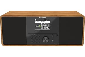 TELESTAR TOP 300 – DAB+/Internetradio mit CD-Player (Stereo, 2 × 15 W, Streamingdienste, Bluetooth Sende-/Empfangsfunktion, USB-Recording, Notfallwarnsystem) – Holz