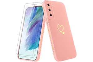 Vauki Hülle für Samsung Galaxy S21 FE 5G mit 2 Stück Schutzfolie Handyhülle Mädchen mit Herz Motiv Muster Weiches Dünne Silikon TPU Stoßfest Kratzfeste Case Kompatibel mit Samsung S21 FE 5G, Rosa