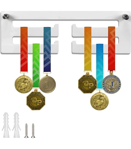 Espositore Medaglie Sportive Porta-medaglie ORIGACH A 3 File Per Parete - Esponi Fino A 40 Medaglie, Design Triathlon Porta-medaglie Triathlon - 6