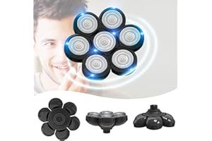 Sjpzwcrl Rasoio Elettrico Uomo Testina di Ricambio: - 7D Testa di Ricambio 7 Testine Rotanti del Rasoio Elettrici per Testa Calva Barba e Capelli per la Testa e il Viso, Nero