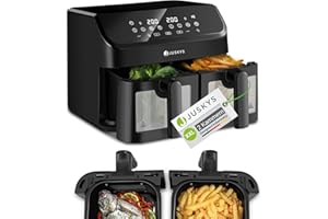 ‎JUSKYS Juskys Airfryer 9 L Doppelkammer - Heißluftfrittuese 2 Kammern, 9 Programme, beschichtet, XXL Frittuese
