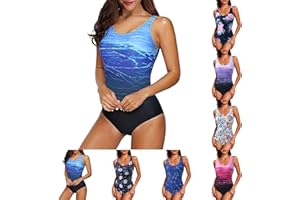GENERIC Women's Swimming Costume Tummy Control Swimming Suits Ladies Sports One-Piece Swimsuits Modest Swimwear Bathing Suit Sexy Printed One Piece Swimsuit Bikini