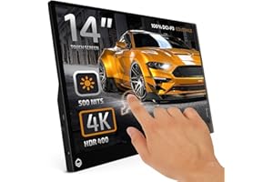 DroiX PM14T Przenośny monitor UHD 4K do laptopa z ekranem dotykowym 14", USB-C i mini HDMI, HDR400, 60Hz, kontrast 1500:1, 100% DCI-P3, czas reakcji 2,5 ms, 500nit, 10bit, 1,07 miliarda kolorów