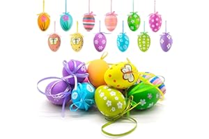 XQMMGO Pack of 12 Easter Eggs, Plastic, Easter Eggs for Hanging, Easter Eggs, Easter Eggs Decoration, Easter Eggs for Indoor and Outdoor Use Easter Decoration, Easter Decoration with Great Easter