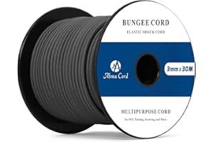 Abma Cord Corda Elastica 3mm 30M Corda di Gomma Cavo Elastico Marino per Teloni, Tende e Bagagli - Nero