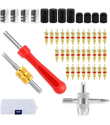 thumbnail image 2 of Tyre Valve Remover Valve Repair With Double And Single Head Valve Core, 1 X 4-Way Valve Core Tool, 10 X Tyre Valve Caps, 20 X Valve Core MYY – Buy The Best 2 of 14