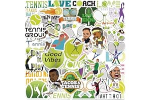 KOWASO Naklejki tenisowe 50 sztuk na butelki z wodą, urocze prezenty koszykówki, sportowe naklejki dla dzieci, nastolatków, dorosłych