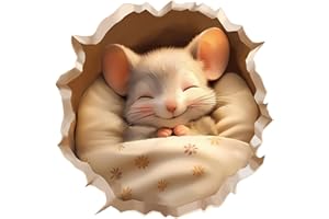 fufuquare 3D Adesivi da Parete Tana del Topo dei Cartoni Animati Buccia e Bastone, Topi dal Sonno Tranquillo con Trapunte Floreali Adesivi Murali per Camera dei Bambini, Soggiorno, Camera da Letto