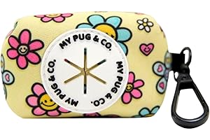 My Pug - Porta Bolsas Caca Perro | Accesorios para Perros | Dispensador Bolsas Caca Perro | Perros Accesorios | Porta Bolsa Tela Excrementos | Accesorios Perros para Bolsas Caca Perro (Happy Flowers)