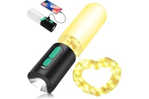AULESE Camping Lights, 4 in 1 Rechargeable LED Camping Lantern with 10M String Lights, Portable 4000mAh Battery Operated Tent Light with 7 Light Modes, IPX6 Water Resistant for Emergency, Fishing, Hiking
