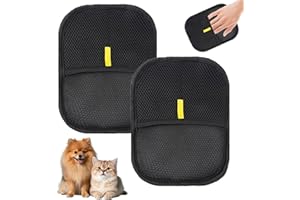 Ayizhiniu 2pcs Pet Hair Remover Katzen Handschuhe, Versatile Double Sided Pet Grooming Gloves, Reusable Pet Hair Remover Glove, Statische Haarentfernung Handschuhe, Gilt Geben Haustierpflege