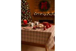 GAMUSI Mantel Navidad Cuadros Lino Estampado Rectangular Tela algodón 140x240 cm