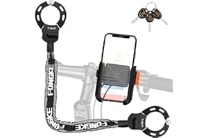 FONGKE Lucchetto Monopattino Elettrico, Catena Bicicletta Antifurto con Porta Cellulare, Accessori Monopattino Elettrico, Manette Serrature per Scooter, Bicicletta, Quad, Moto