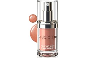 Studio10 Plumping Blush Glow Plexion Liquid Cream Blush in Rosy Peach Tint Hydrating Skincare Infused Formula to Brighten Lift and Smooth Mature Skin with Radiant Dewy Finish and Comfort Wear