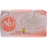 Godrej No.1 Soap Bath Soap - Kesar Milk Cream, (3+1) x 100g Pack