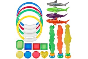 MOETYANG 19PCS Swimming Pool Toys, Water Toy for Swim Kids, Diving Games Toys for Kids Summer Swimming Pool Party with Diving Sticks, Motivate Children to Dive With Adult Supervision