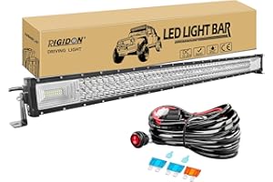 RIGIDON 42 Pouces 105 cm 540W Slim Barre de Led 4x4 avec 12v faisceau de câblage kit, Straight led light bar, Barre lumineuse led pour offroad Véhicules Voiture camions ATV, 6000K feu antibrouillard
