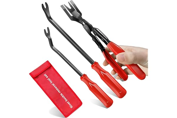 XBVV Lot de 3 outils de retrait de clips pour retirer les fixations de voiture avec sac de rangement, kit d'outils de retrait de garnitures automatiques pour panneau de porte, tableau de bord