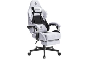 Dowinx Gaming Chair for Adults, Ergonomic Computer Chairs with Footrest, PC Office Chair with Massage, Up to 150Kg, Black & Grey