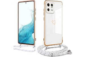 Meeter Funda Cuerda para Xiaomi 13 Pro, Carcasa con Correa Collar Silicona TPU Ultra Fina Flexible Case Anti-Choques y Anti- Arañazos, Cámara Protección Love-Heart Cordón Cover,Blanco