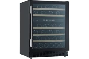 Respekta Unterbau-Weinkühlschrank für 46 Standardflaschen / 129 L Nutzinhalt / 2 Temperaturzonen, je 5°-22°C / Touch Control / LED Leuchte / Wechselbarer Türanschlag / Max. 43 dB / WKSU 46-19