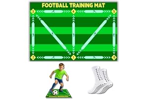 ARTLIVE Football Training Mat - Soccer Mastery Skills XL Mat 90 x 60cm for Dribble, Ball Control & Stress Relief Footstep Compatible APP, Birthday Gift for Boys, Kids,Coach & Adults (Green + Socks)