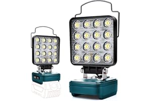 EDTRAN Luce da lavoro a LED senza fili per Bosch a batteria da 18 V, luci di inondazione alimentate a batteria per Bosch Light 48 W, faretto portatile con tipo C e ricarica rapida USB PD 3.0/18 W (senza