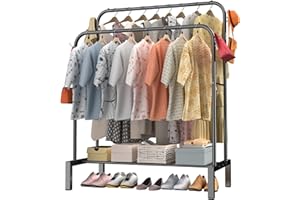 LOEFME Appendiabiti da terra, 110 * 40 * 150cm appendiabiti, Asta Appendiabiti a Doppia Asta, Stand Appendiabiti, Rella appendiabiti