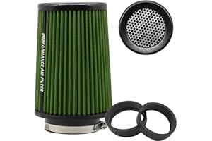 JOURNDREAM Universal kegelförmiger Luftfilter 76 mm 89 mm 101 mm hochleistungs Einlass Lufteinlass Rundkegel Luftfilter Reiniger für Racing Sport Auto 3 Größen in einem (green-big)