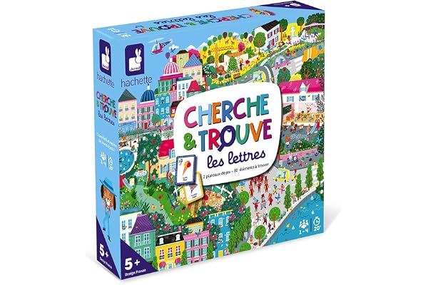 Janod - Cherche et Trouve Les Lettres - Jeu de Société Enfant - Jeu Pédagogique - Jeu pour la Famille - Dès 5 ans, J02436, Blanc