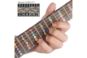 DUMANASEN Alaman Sticker de touche pour guitare - parfait pour les débutants - 100 % vinyle multicolore - les notes facilitent l’apprentissage de la guitare Griffbrett mit Karte