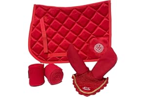 Countrypride GP SADDLE PAD AP SADDLE SET WITH MATCHING EARS & BANDAGES RED