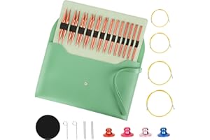 BLSFXROE Rundstricknadel Set Austauschbar, 13 Paare, 3-10 mm, Professionelles Strickzubehör Set für Anfänger & Erwachsene, Einfache Bedienung, Stricker Geschenk（Green）