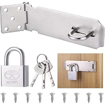 2 Moraillons Acier Inoxydable Pour Cadenas - Sécurité Porte, Garage, Jardin - Avec Vis Incluses