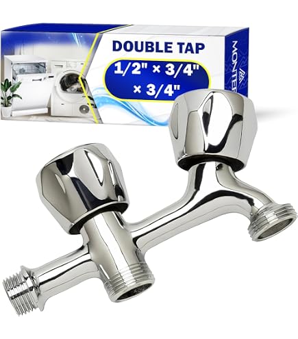 Rubinetto Lavatrice/Lavastoviglie - Ingresso 1/2", Uscita 3/4", In Ottone Cromato, Per Collegamento Idrico