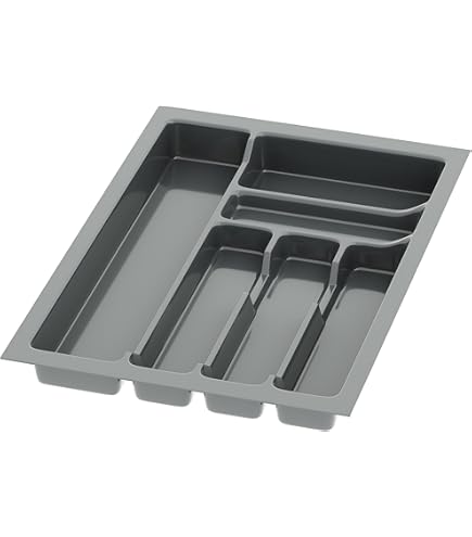 LouMaxx Bestekbak voor 40cm Laden - Keukenlade Organizer 50x40cm Made in Germany, Basaltgrijs met 5 Vakken - Duurzaam & Langdurig (basaltgrijs, 47,3 x 52,6 cm - 8 Vakken