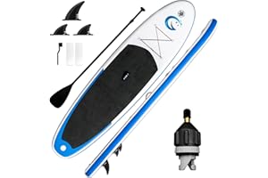 FunWater Nadmuchiwane deski do wiosłowania, wielofunkcyjne, z płetwami, trzy części, pojedyncze wiosła, adapter do wentylu powietrznego, dla dorosłych, młodzieży, na wszystkich poziomach umiejętności